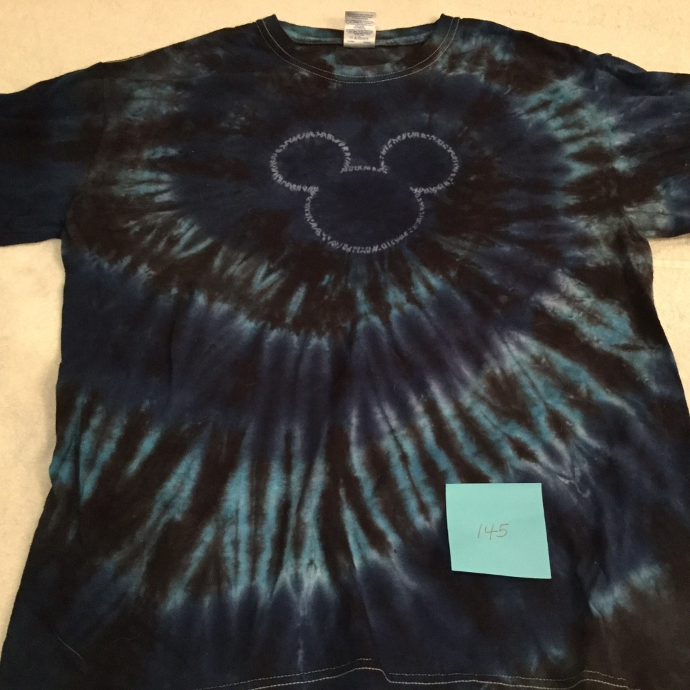 Mickey Mouse Tie Dyed Navy Blue T-Shirt Tee - Size Large - Excellent Condition